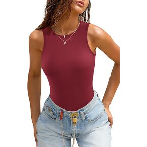 ATHMILE Tank Top Body Suits Women Sexy Crew Neck Racerback Halter Ribbed Sleeveless Bodysuit for Women