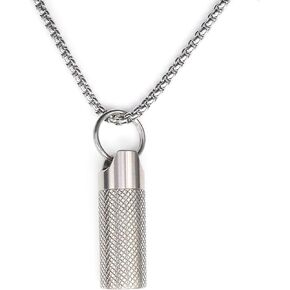 حبوب منع الحمل الصغيرة Titanium Pill Fob Necklace Nitro Mini Pill Pillder حامل حبوب منع الحمل خفيفة الوزن على قيد الحياة قلادة حبة مفتاح القلادة للرجال والنساء تخزين المواد الكريسم