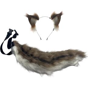 LittleLuluda Squirrel Ears Headband Tail Set Halloween Animal Costume Kit Cosplay Accessories