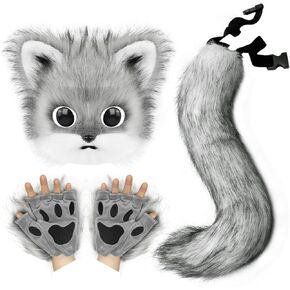 فرو فراء أفخم القطط أذني القفازات paw tail