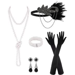 Plulon 6 PCS 1920S Flapper Associaty for Women ، Great Gatsby Flapper Association Asso