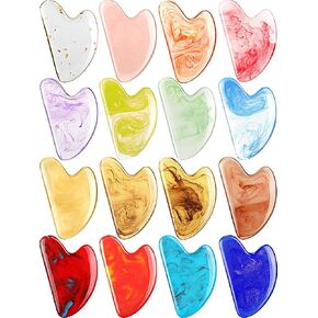 Sherr 16 Pcs Gua Sha Facial Tools Gua Sha Stone Facial Massage Tools Face Massager for Body Spa Acupuncture Relieve Muscle Tensions Puffiness
