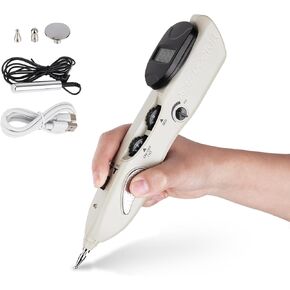 Electronic Acupuncture Pen, Meridian Therapy Pen with Automatic Acupoint Finder, 10-Level Intensity and Sensitivity with 3 Massage Heads, Relieves Pain for Neck and Shoulder LY-508B