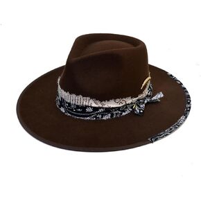 Classic Fedora Hats for Men Women with Wide Brim Felt Panama Hat with Band Vintage Rancher Hat