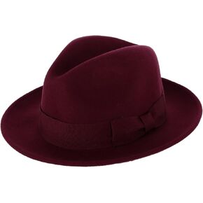 شعر صوف الرجال فيدورا مع Grosgrain Bow Hatband