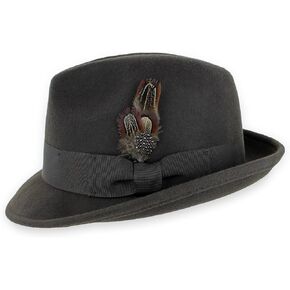 Belfry Trilby Men/Women Snap Brim Style Style Dress Fedora Hat 100 ٪ Pure Wool Felted باللون الأسود ، الرمادي ، البقان (البني المتوسط)