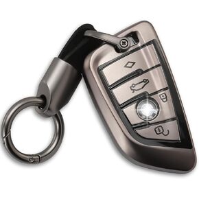 keyshell keychain for bmw key fob cover case fits 2020 2021 2022 2023 X1 X2 X3 X5 X6 X7 and Series 1 2 3 4 5 6 7 8 Metallic