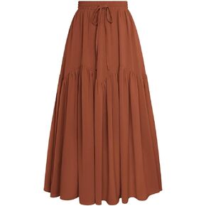 Scarlet Darkness Women Long Maxi Skirt Renaissance Tiered Flowy Elastic Waist Chiffon Skirts
