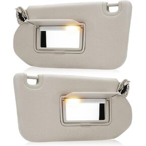 Beige Driver Left + Passenger Right Side Sun Visor Replacement Compatible with Nissan Pathfinder 2013-2018, Infiniti QX60 2014-2017, Infiniti JX35 2013 Replace 96401-9PB0A, 96400-9PB0A