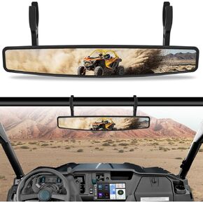 17 "UTV الخلفي مرآة مركز ، مرآة سباق UTV 1.75" أو 2 "Clamps متوافقة مع Polaris RZR Pioneer Can-Am Commander Maverick Talon 1000r 1000x