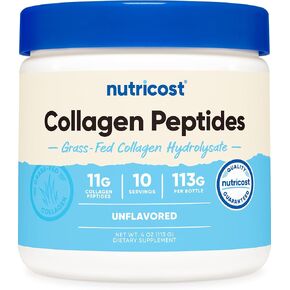 Nutricost Grass-Fed Collagen Powder 1LB (454 G) (Vanilla) - Grass Fed Bovine Collagen Hydrolysate - Collagen Peptides
