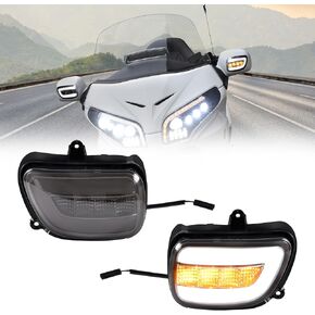 المرايا الجانبية للخلفيات LED إشارات LED لـ Goldwing GL1800 ، إشارة مركبة مدخنة للعدسات المرآة مع DRL لـ Honda Gold Wing GL1800 2001-2017 الملحقات