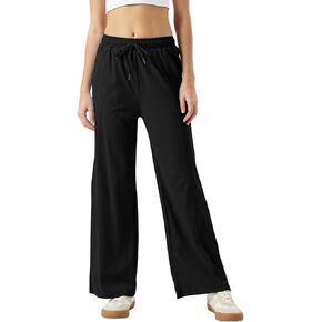 26"/28"/30" Inseam Womens Summer Pants Cool Thin Petite Sweatpants Wide Leg Elastic Waist Loose Lightweight with Pocket UPF50
