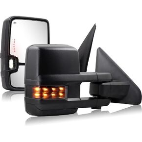 Towing Mirror for Dodge Ram - Compatible with 2002-2008 Dodge Ram 1500 2500 3500 Tow Mirrors Power Adjusted Glass Heated with Turn Signal Light Puddle Lamp Extendable (Smoke lens)
