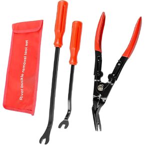 3 PCS Clip Clips Set ومزيل الرحمة ، مجموعة أدوات الأدوات لإزالة السيارات مع كيس تخزين ، مجموعة مزيل الرشاشات المفروشات على لوحة الأبواب ، إكسسوارات السيارات (أحمر)