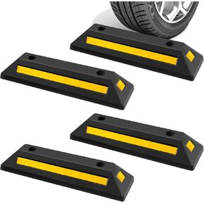 BBTO 4 Pcs 18'' Heavy Duty Parking Stopper for Garage, Rubber Parking Aid, Parking Gadgets Protects Car Bumper and Walls, Easy to Install, Parking Curb for Vehicle Vans Trucks Tire Wheel Guide Block
