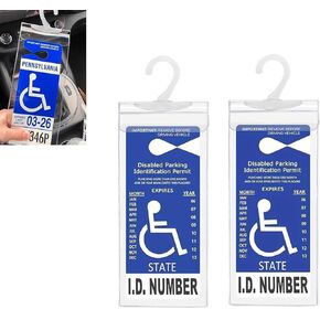 2 PCS Handicap STARKARD STATIONDARD ، واقي مضاد للخلع مرئي للغاية لارتفاع شركات الإعاقة ، وحقيبة معلقة بطاقة محمولة مع خطافات بلاستيكية ، عالمي للسيارات (بيضاء)