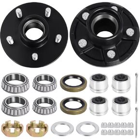 Trailer Hub Kit 5 Bolt 4.5 ، تجميع محور المقطورة يناسب 1-1/16 '' إلى 1-3/8 "محاور المقطورة 3500 رطل #84 المغزل ، محور المقطورة 5 العروة مع غطاء غبار إضافي وسدادات مطاطية (مجموعتين)