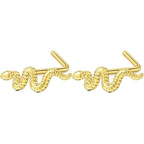 2pcs 20g ترصيع أنف على شكل حرف L للحلقات للنساء الفولاذ المقاوم للصدأ 18K الذهب مطلي بقلب أنف حلقات أنف الأنف المجوهرات ثقب المجوهرات in Kuwait
