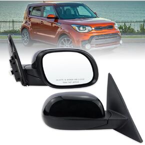 Right Passenger Side Mirror Compatible With 2014 2015 2016 2017 2018 2019 2020 2021 2022 2023 2024 Kia Soul With Manual Folding Power Glass Black Replace#87620B2500 (3Pins)