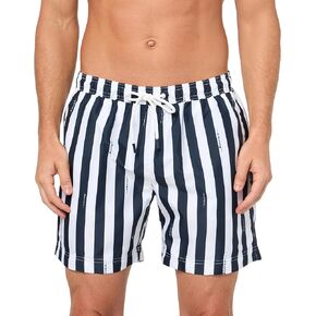 BOSS Men's Standard Horizontal Stripe Swim Trunks