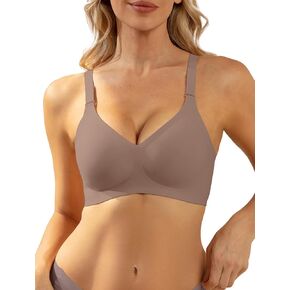 Women V Neck Wireless Bra Full Coverage Comfort Jelly Strip Bras Supportive Seamless Bralette