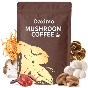 Organic Mushroom Coffee for Energy, Focus, Immunity & Digestion – Instant Coffee with 6 Adaptogenic Mushrooms: Cordyceps, Reishi, King Trumpet, Shiitake, Turkey Tail & Lion’s Mane – 30 Servings