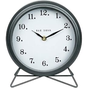 Rae Dunn Desk Clock - تصميم البطارية الجولة الحديثة تصميم ريفي ، مقبض أعلى لغرفة النوم ، المكتب ، المطبخ - شاشة تمثيلية كلاسيكية صغيرة - ديكور المنزل الأنيق لطاولة سطح المكتب ، كونترتوب