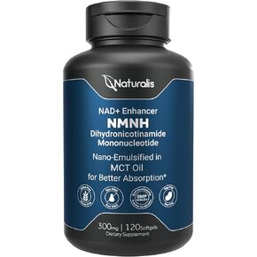 NMNH (ديهيدرونيوتيناميد أحادي النوكليوتيد) 300 ملغ لكل وجبة - قد يعزز بشكل أفضل مستويات NAD+ ودعم - مستحلب النانو في زيت MCT من أجل امتصاص أفضل - 60 ناعمة
