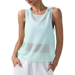 Altiland Ultra Light Slub Workout Tank Top for Woman ، جانب الرباط ، يوجا يوجا رياضة يديرون قمم الركض