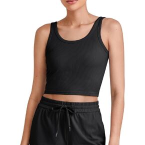 G4Free Workout Tank Tops for Women Slim Fitted U Neck Ribbed Athletic Gym Yoga Cropped Tanks Summer Casual