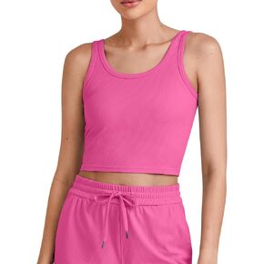 G4Free Workout Tank Tops for Women Slim Fitted U Neck Ribbed Athletic Gym Yoga Cropped Tanks Summer Casual in Kuwait