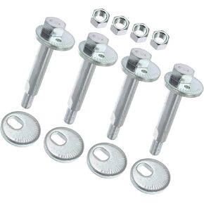 Motoforti 4 Pcs Eccentric Alignment Camber Bolt Compatible for Mitsubishi Montero 2001-2006, Durable Metal Silver Tone Alignment Caster Fitting Adapter Long-lasting