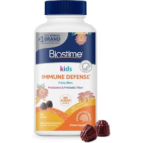 Biostime Kids Multivitamin Gummies مع البروبيوتيك و 11 فيتامينات أساسية (الأعمار 4+) | الفيتامينات المتعددة للأطفال | لا يوجد لدغات الفواكه المضافة السكر | خالية من أعلى 9 مسببات الحساسية | 50 العد