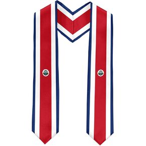 Costa Rica Flag International Graduate Satin Stole Scarf with National Flag Design 72" Graduation Sash