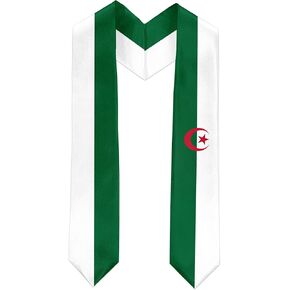 Algeria Flag Graduation Sash Satin Scarf 72" Stole for Abroad Student International Study Class