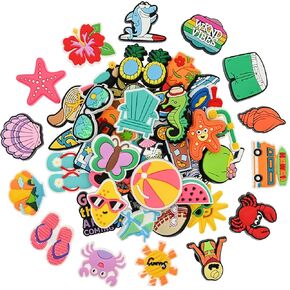 Hawaii Beach Shoe Charms bulk Cute PVC Bulk Shoe Decoration Charms,Charms for Shoes Plastic Sandals Charm DIY Girls Party gifts(50-100)