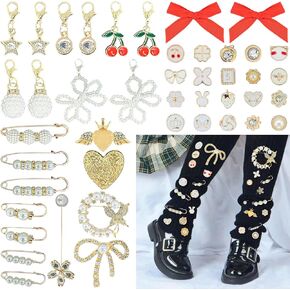 سحر أحذية 44pcs للأحذية الرياضية ، وسحر الدانتيل الحذاء الأحمر اللؤلؤ للجوارب غير المرغوب فيها ، وسامباس ، ومجوهرات Shoecharms تحتوي على أقواس/دبابيس/مجوهرات للأحذية الرياضية الملحقات