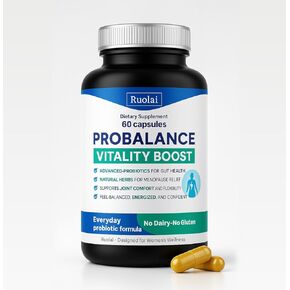 Probalance Women's Probiotic 68b CFU - انخفاض انقطاع الطمث والدعم البطن مع الكركم والمورينغا - الصحة المشتركة والهضم - نفس الصيغة مثل العلامات التجارية المتميزة - 60 كبسولة
