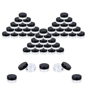 Sample Containers, Sample Jars, Lip Balm Containers, Mini Jars with Lids, Small, Empty for Makeup, Powder, Gloss, Cosmetic, Tiny, Chapstick, Dab, Wax, Scrub, Little, Travel, Plastic, 3 Gram, 50 Pack