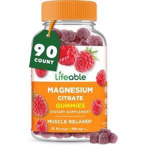 Lifeable Magnesium Gummies for Adults | 900mg Magnesium Citrate Gummies | Vegan Magnesium | for Men and Women | 90 Count