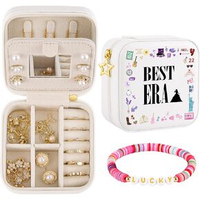 Travel Jewelry Case, Small Jewelry Box with Friendship Bracelet, Taylor Merch Gift for Girls Daughter Sister Friends, Graduation Birthday Gift, Eras