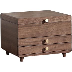 CHOSIN Wooden Jewelry Box, 3 Layer Large Jewelry Organizer for Women, Black Walnut Solid Wood, Jewelry Storage for Necklaces Rings Earring Watches Bracelets Mother's Day Gifts(No Mirror)