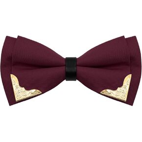 Bow Ties for Men Women Metal Gold Bowtie, Pre Tied Mens Bow Tie Tuxedo Bowties Men for Prom Wedding Party