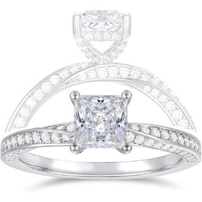 14K Gold 1ct Princess Cut D Color Eternity Hola Moissanite Engagement Rings for Women