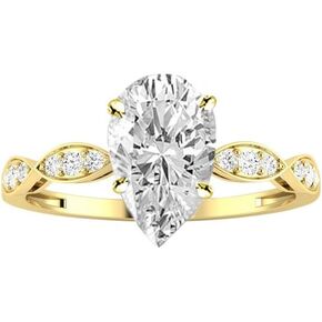 14K أبيض الذهب 0.9 قيراط مختبر نما من الماس الصغير المنحني خاتم الخطوبة الماس الماس (G-H Color VS2-SI1 Clarity 0.75 CT Center)
