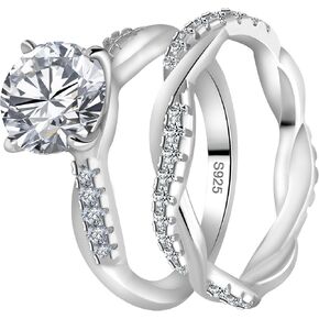 1.5CARAT خواتم المشاركة مويسانيت للنساء ، 18 ألفا من الذهب الأبيض مطلي بالزفاف الماسي الملتوي ، د ، حلقات مويسانيت قابلة للتكديس ، مويسانيت ماس.