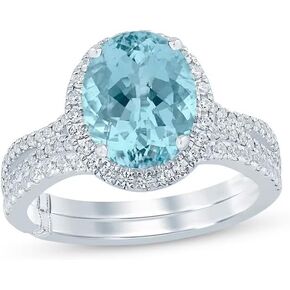 925 Sterling Silver Aquamarine Ring Sky Blue Aquamarine و White Moissanite Aquamarine Rings Promess