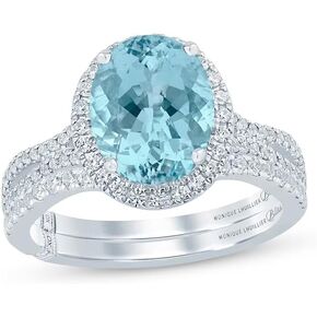 925 Sterling Silver Aquamarine Ring Sky Blue Aquamarine and White Moissanite Aquamarine Engagement Rings Promise Wedding Engagement Aquamarine Gifts for Women in Kuwait