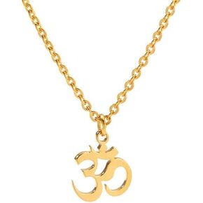 Buddha Yoga OM Symbol قلادات القلادة للرجال امرأة ذهبية اللون هدايا الصلاة الفولاذ المقاوم للصدأ المجوهرات (رمز OM)
